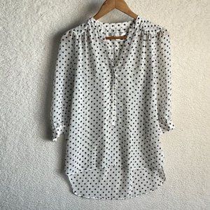Lauren Conrad Blouse Womens Small Polka Dot Semi Sheer Shirt Top Popover